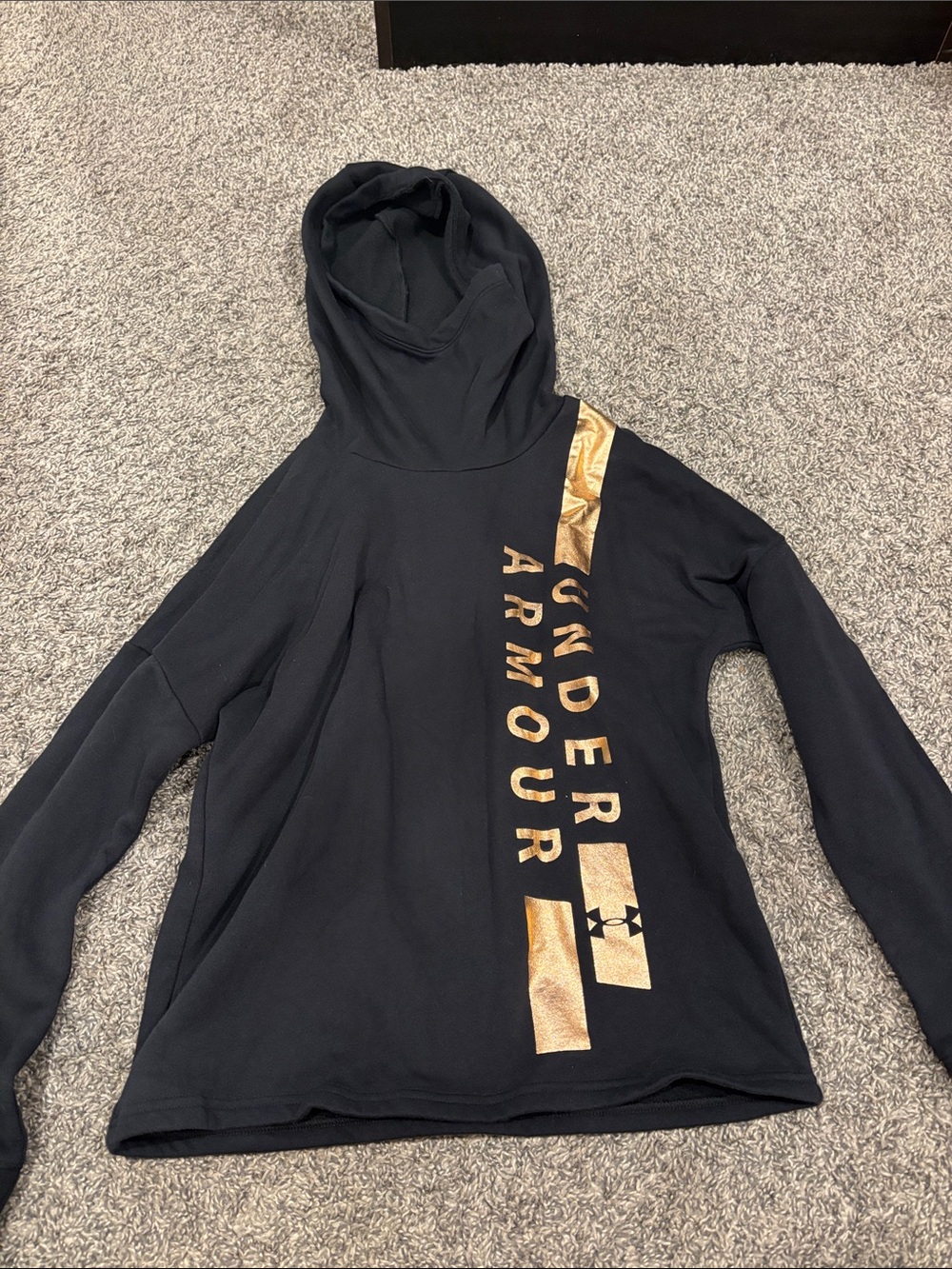 Under Armour Black Hoodie with Metallic Gold Logo Accents